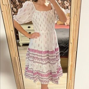 Wonderly White and Purple Midi Dress